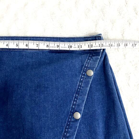Free People Blue Indigo Button-front Asymmetrical Notched Denim Mini Skirt 4 - Picture 8 of 9